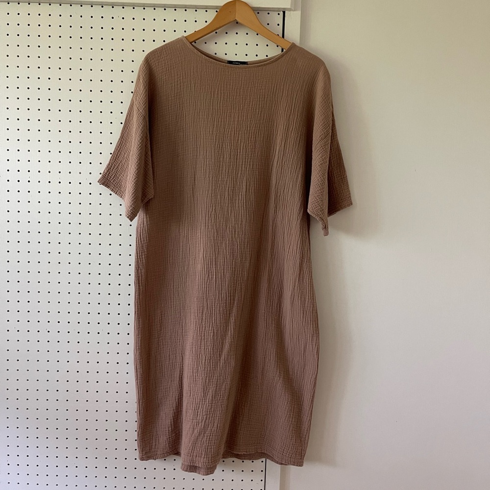 Crinkle cotton gauze shirt dress
